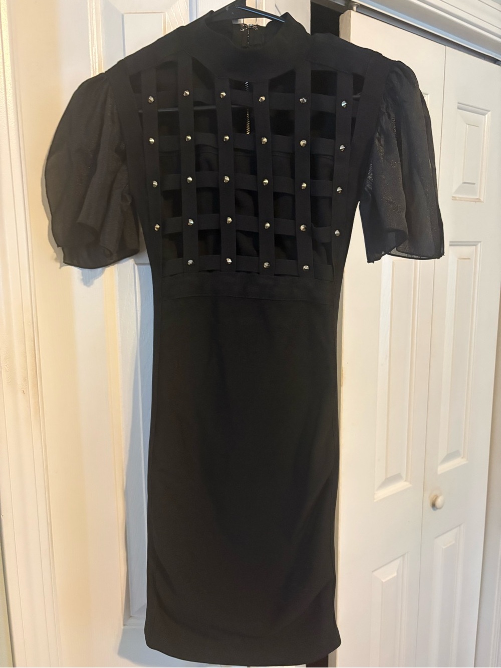 Bebe Y2K vintage Black Cage Bandage Dress